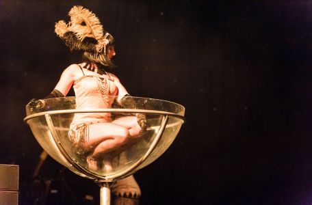 giant martini glass performer
