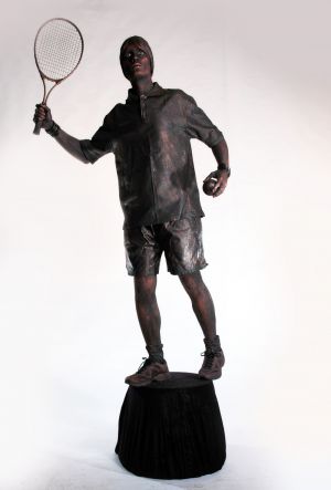 tennis player human statue
