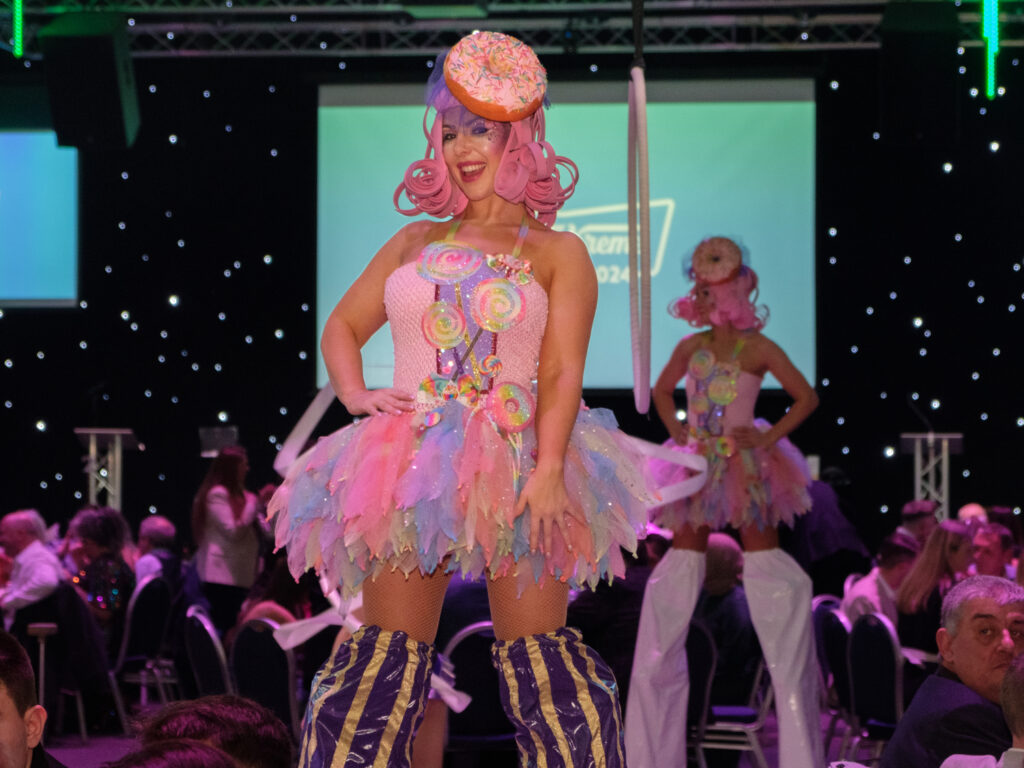Area51's candy themed entertainment and costumes at the Heart of England Conference & Events centre for Krispy Kreme Doughnuts.